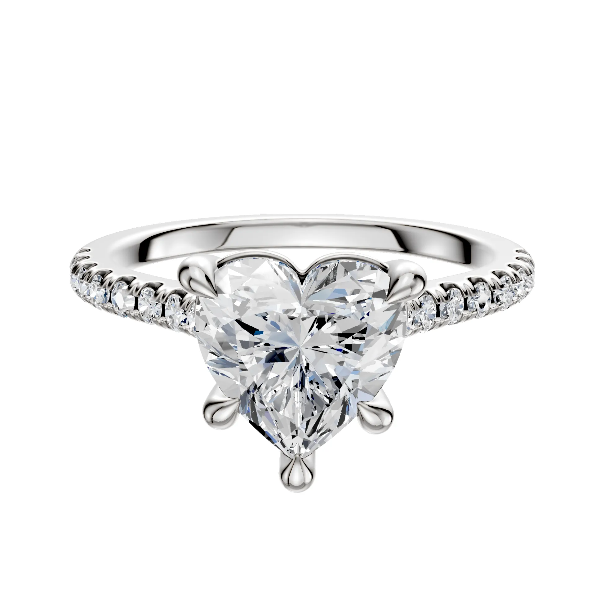 Platinum 4 Prong Basket Cathedral Dome 1-Row-Pave 2.5mm Engagement Ring sold by Promise By Effy