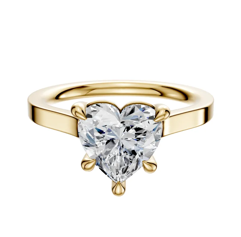 14K Yellow Gold 4 Prong Basket Cathedral Flat 2.0mm Engagement Ring sold by Promise By Effy