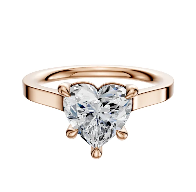 18K Rose Gold 4 Prong Basket Cathedral Flat 2.0mm Engagement Ring sold by Promise By Effy