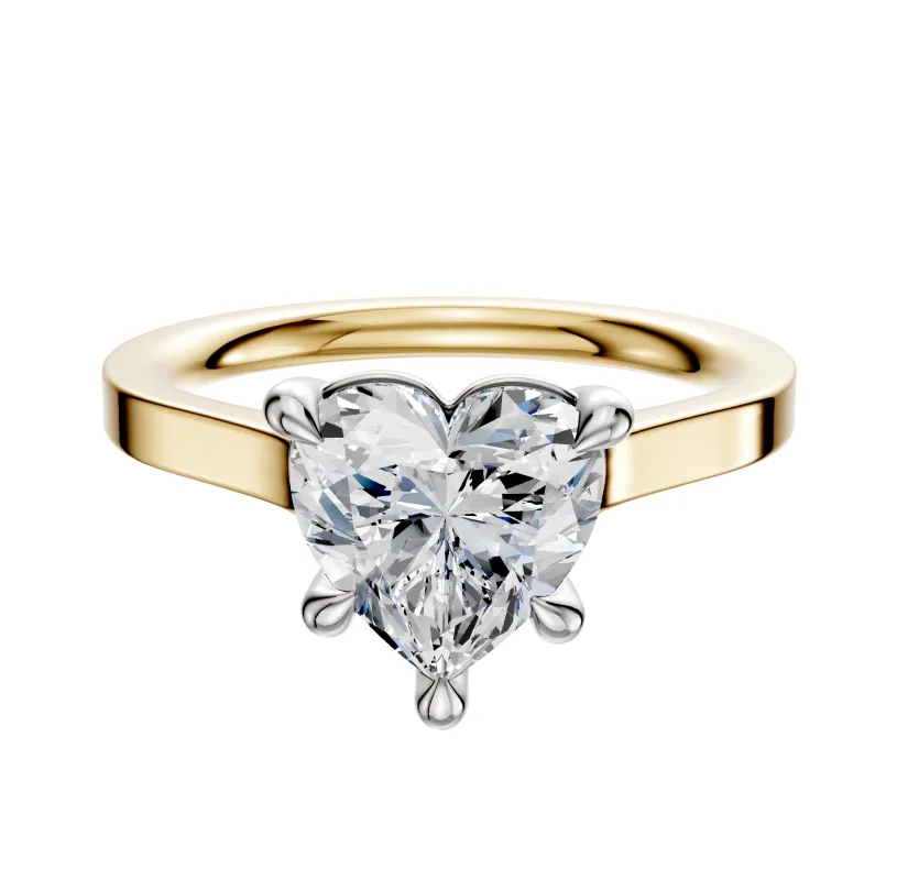 18K Two Tone 4 Prong Basket Cathedral Flat 2.0mm Engagement Ring sold by Promise By Effy