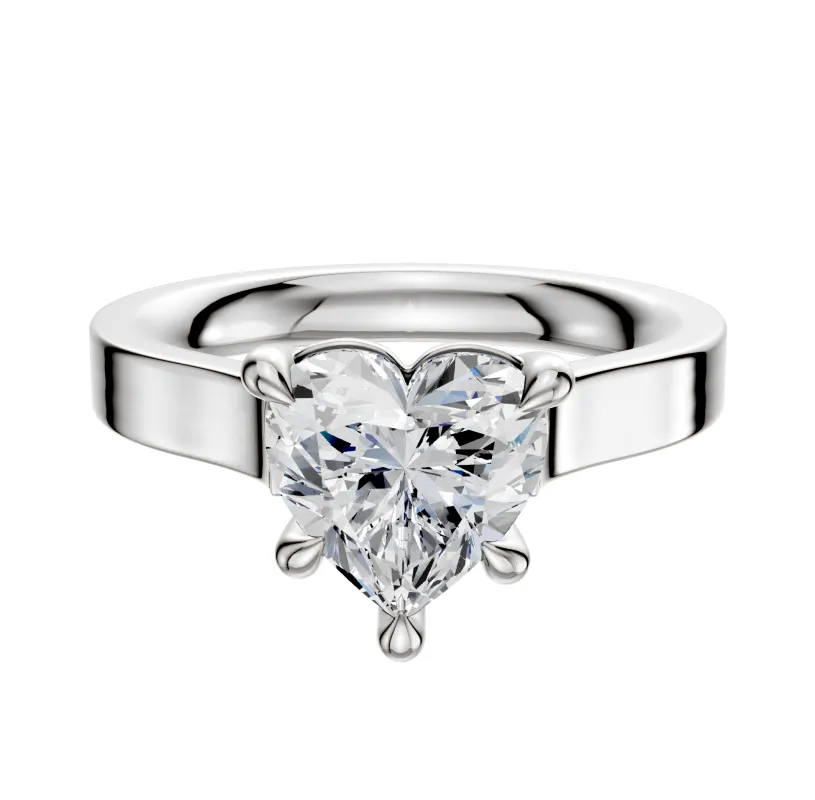18K White Gold 4 Prong Basket Cathedral Flat 3.0mm Engagement Ring sold by Promise By Effy
