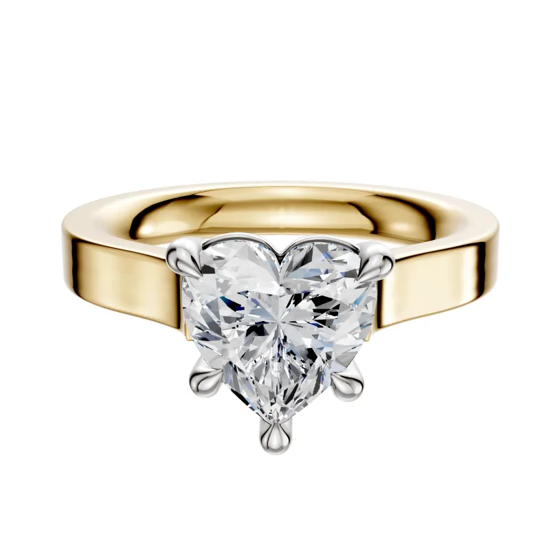 18K Two Tone 4 Prong Basket Cathedral Flat 3.0mm Engagement Ring sold by Promise By Effy