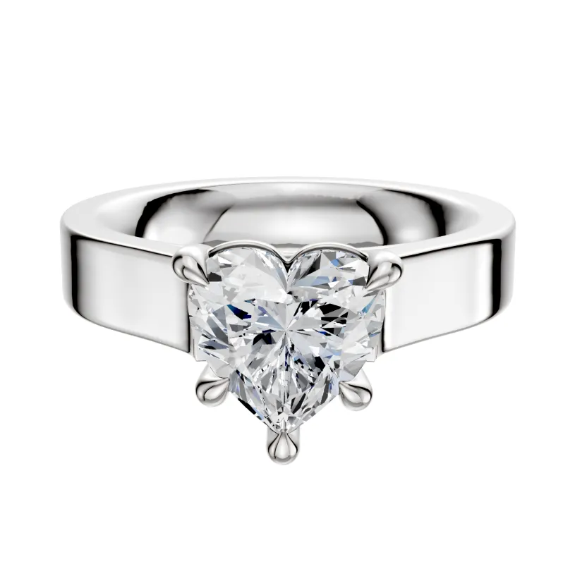 14K White Gold 4 Prong Basket Cathedral Flat 4.0mm Engagement Ring sold by Promise By Effy