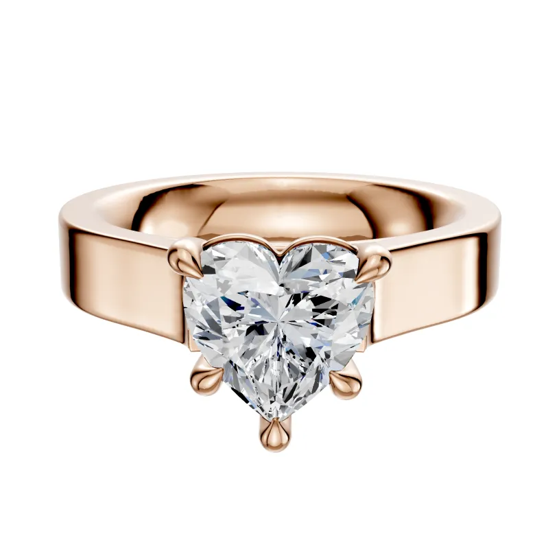 18K Rose Gold 4 Prong Basket Cathedral Flat 4.0mm Engagement Ring sold by Promise By Effy