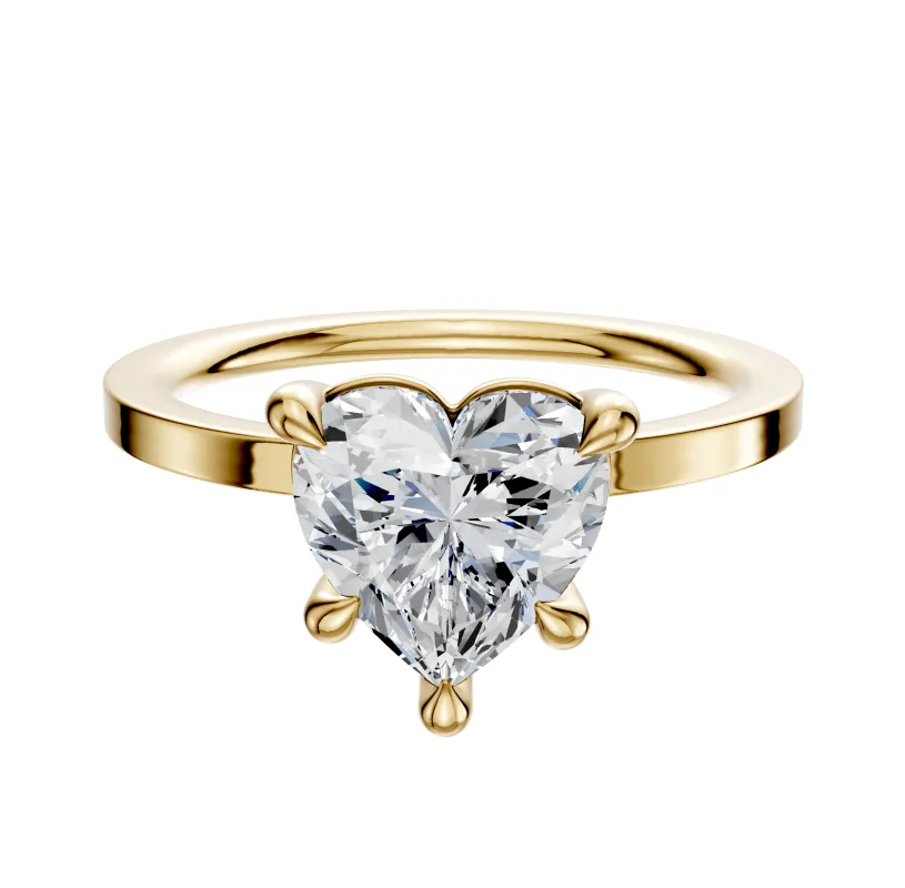 14K Yellow Gold 4 Prong Basket Classic Flat 1.5mm Engagement Ring sold by Promise By Effy