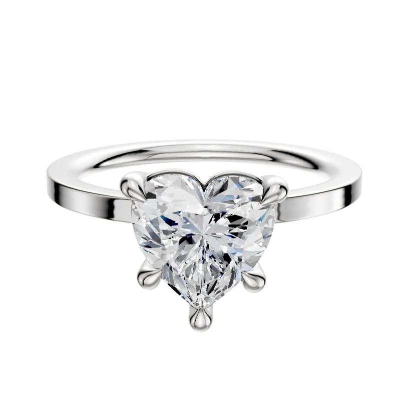 Platinum 4 Prong Basket Classic Flat 1.5mm Engagement Ring sold by Promise By Effy