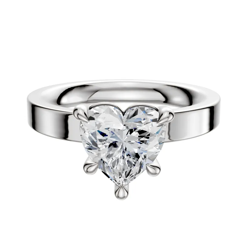 14K White Gold 4 Prong Basket Classic Flat 3.0mm Engagement Ring sold by Promise By Effy