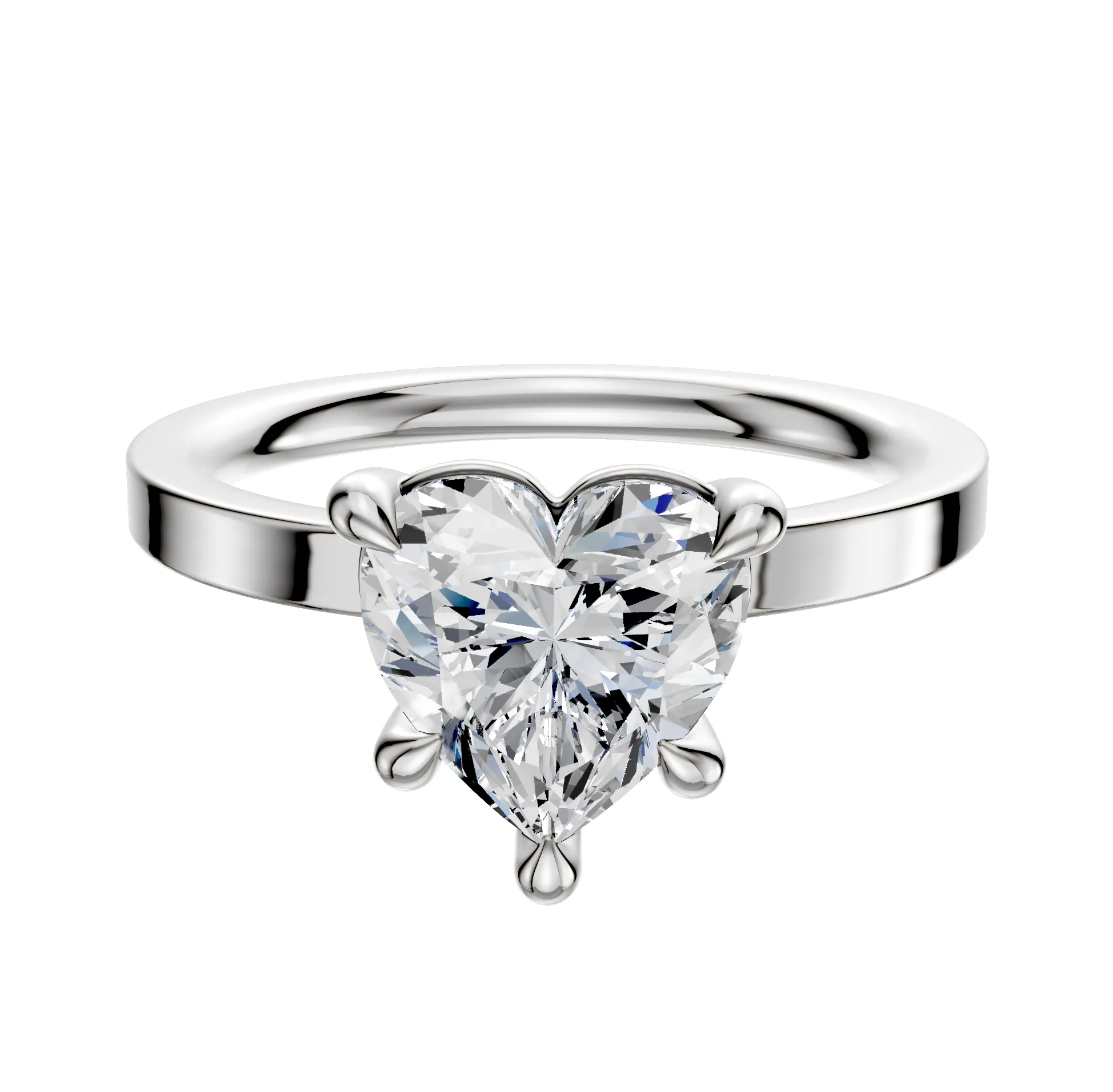 Platinum 4 Prong Basket Classic Flat 2.0mm Engagement Ring sold by Promise By Effy