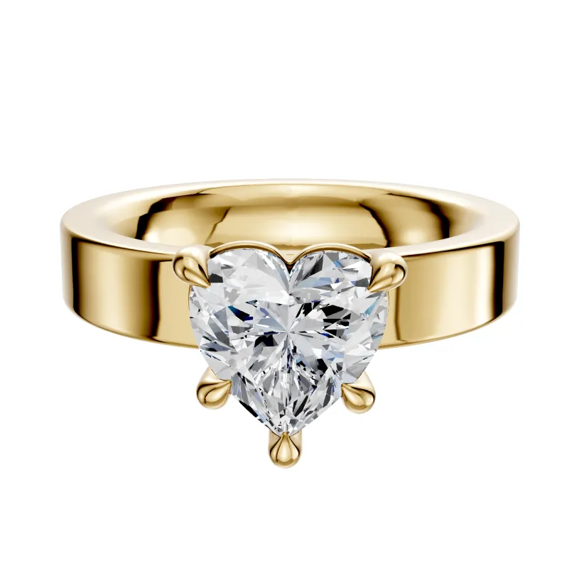 18K Yellow Gold 4 Prong Basket Classic Flat 4.0mm Engagement Ring sold by Promise By Effy