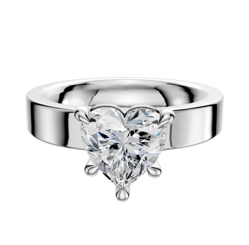 18K White Gold 4 Prong Basket Classic Flat 4.0mm Engagement Ring made by Promise By Effy