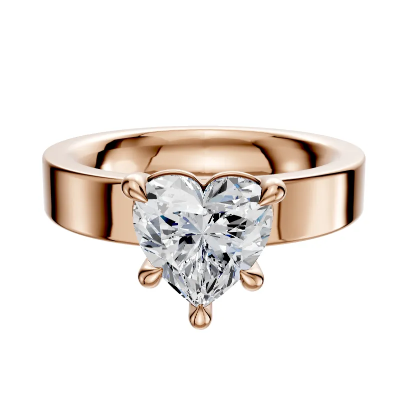 18K Rose Gold 4 Prong Basket Classic Flat 4.0mm Engagement Ring sold by Promise By Effy