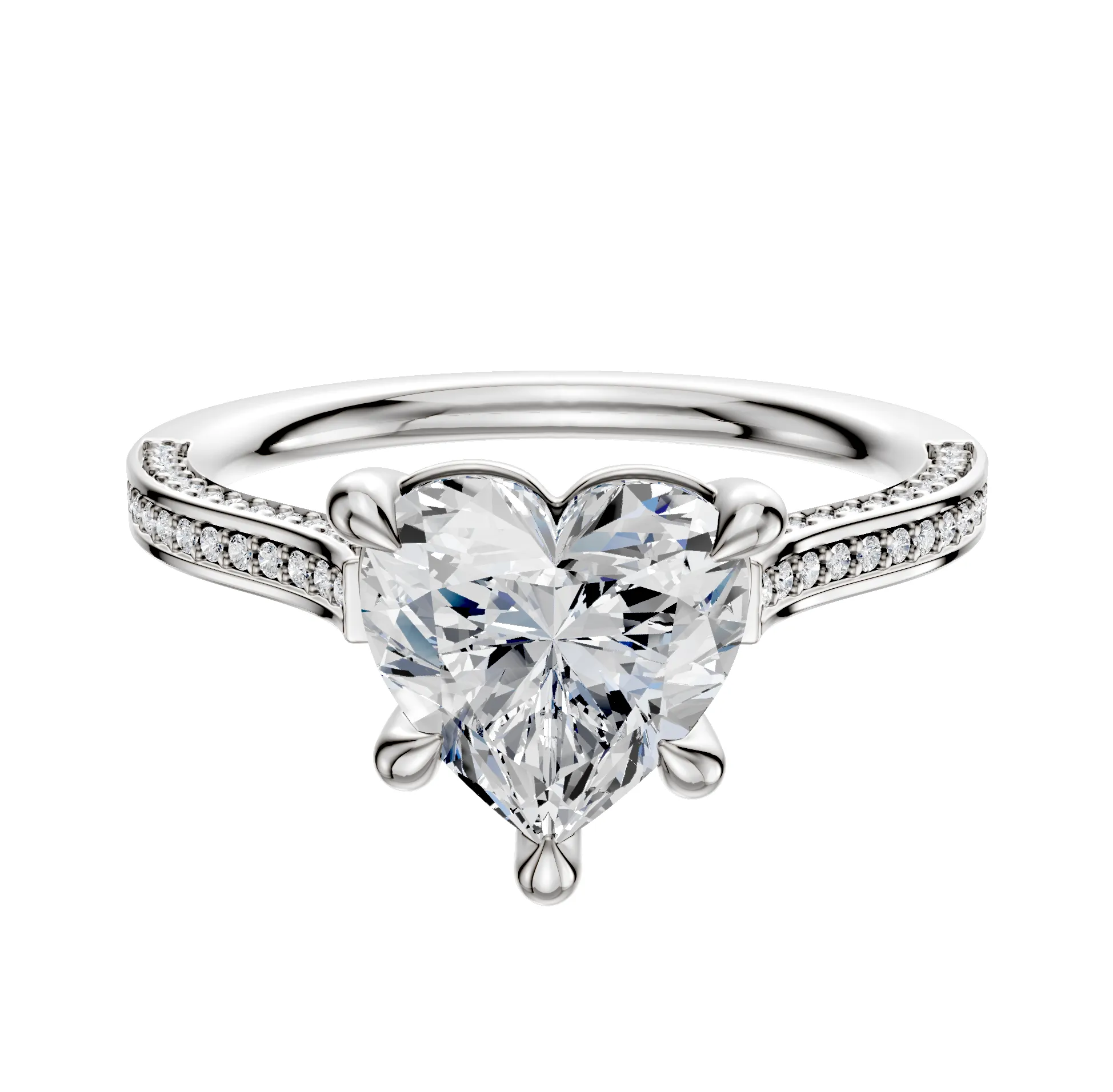 Platinum 4 Prong Basket Cathedral Flat 3-Row-Pave 2.0mm Engagement Ring sold by Promise By Effy