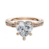 18K Rose Gold 4 Prong Basket Classic Flat 3-Row-Pave 2.0mm Engagement Ring sold by Promise By Effy