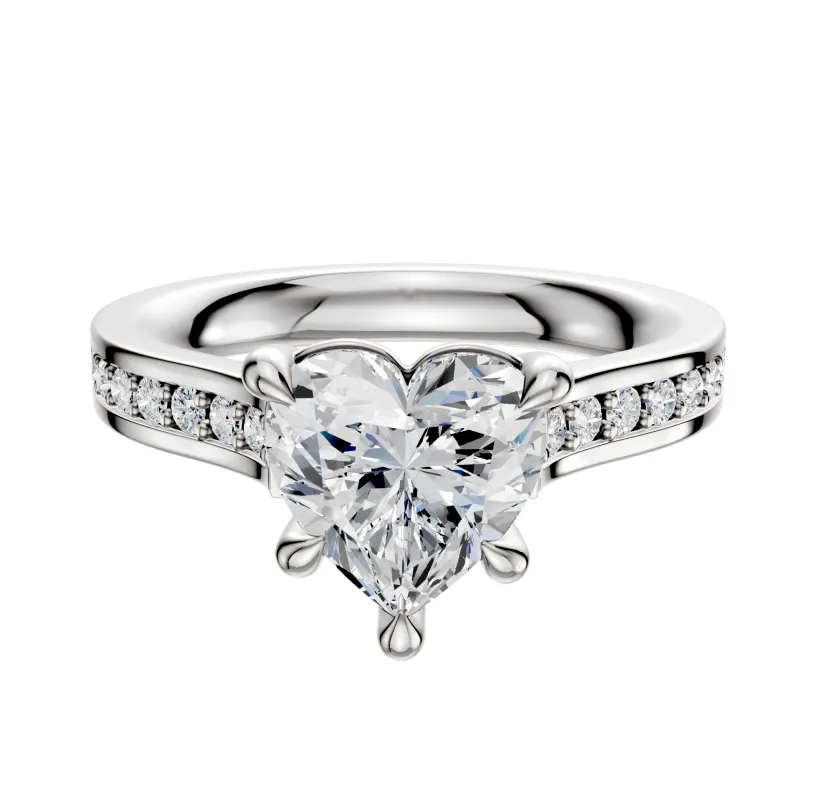 14K White Gold 4 Prong Basket Cathedral Flat 1-Row-Pave 2.5mm Engagement Ring sold by Promise By Effy