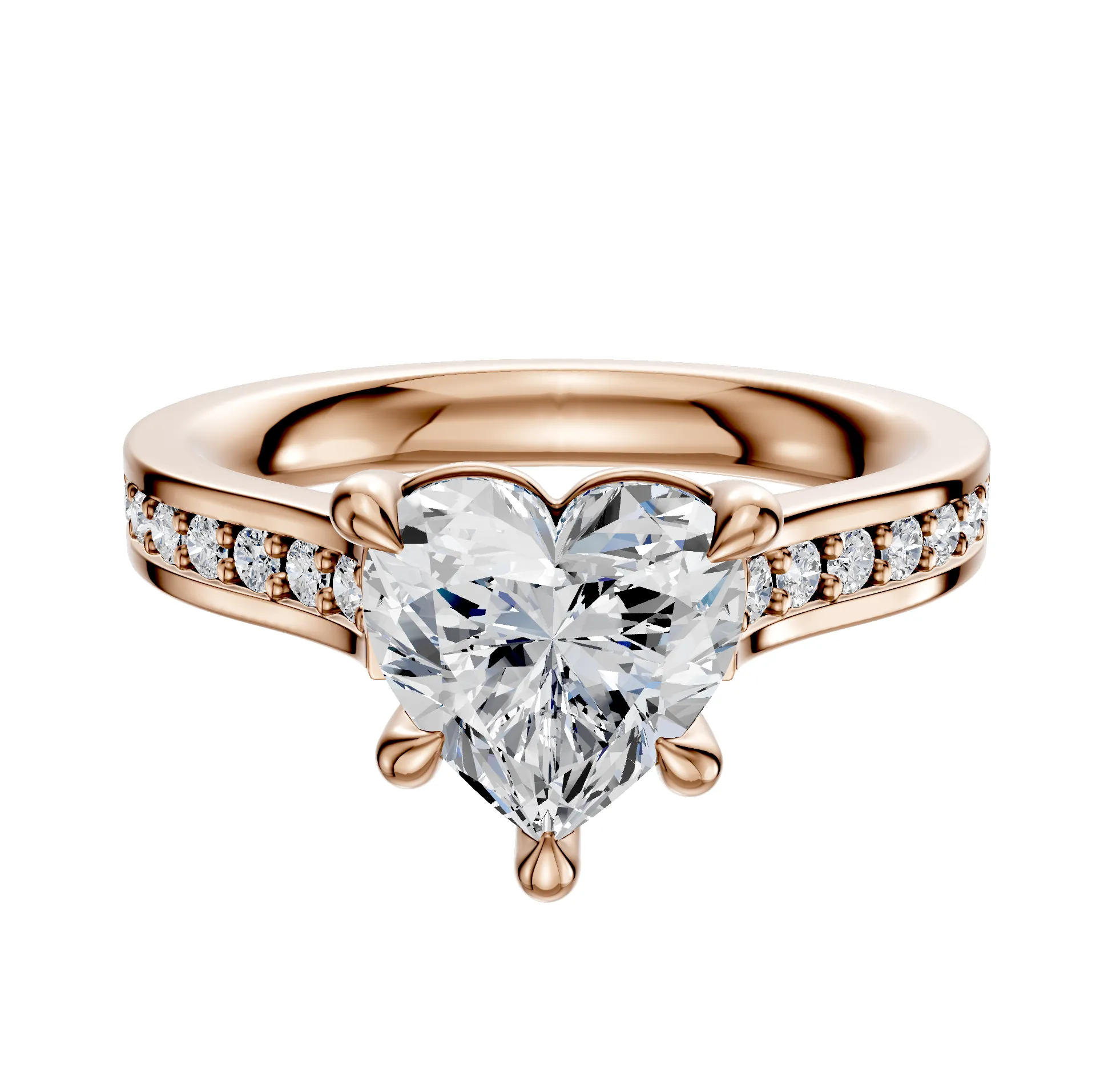 18K Rose Gold 4 Prong Basket Cathedral Flat 1-Row-Pave 2.5mm Engagement Ring sold by Promise By Effy