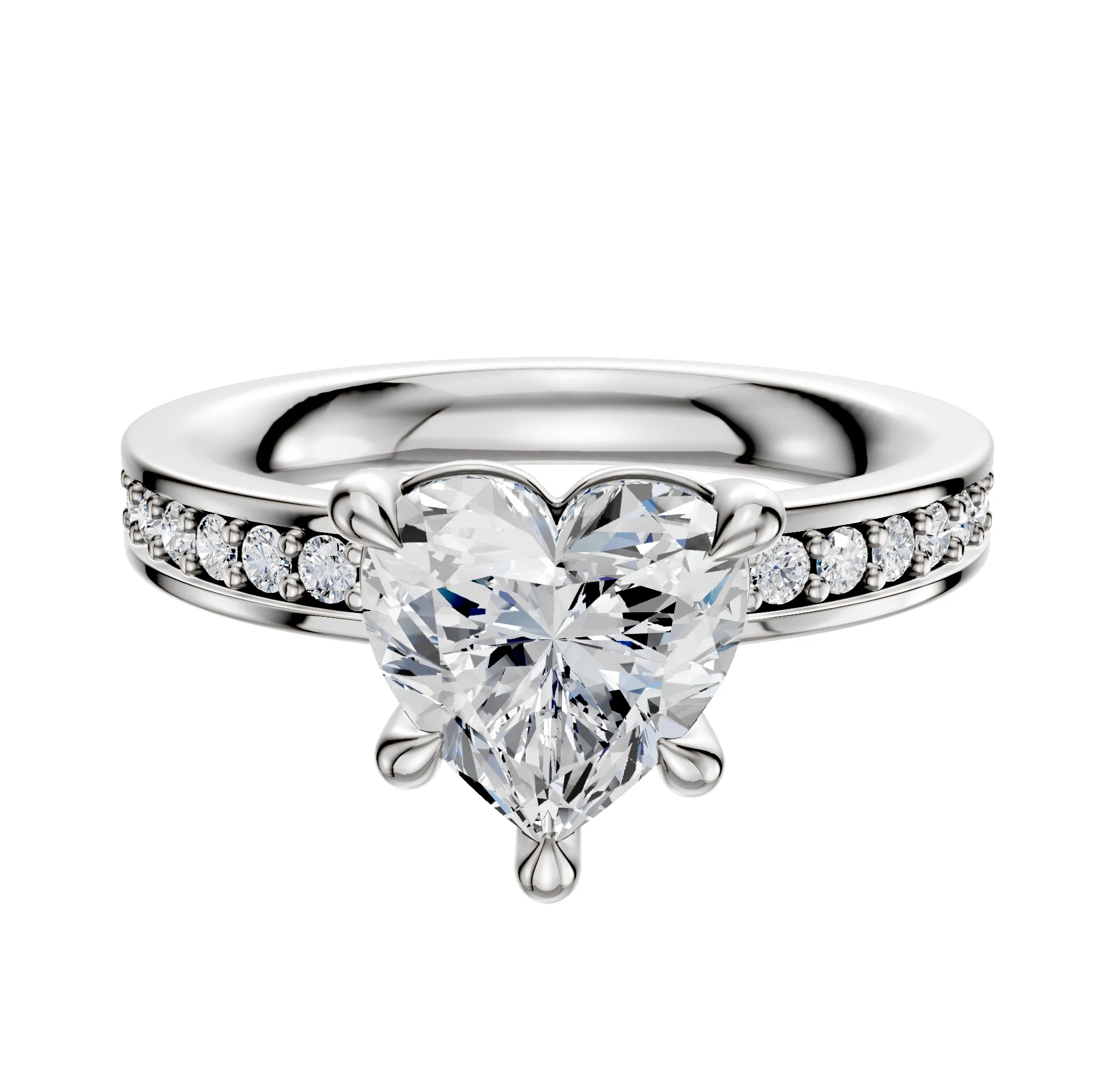 Platinum 4 Prong Basket Classic Flat 1-Row-Pave 2.5mm Engagement Ring sold by Promise By Effy