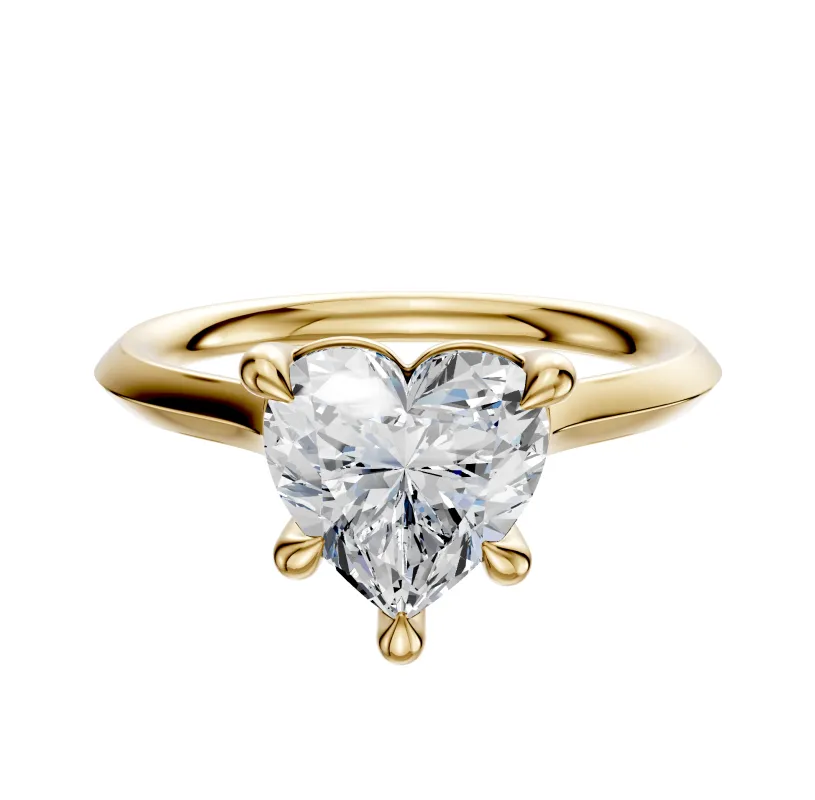 14K Yellow Gold 4 Prong Basket Cathedral Knife Edge 2.0mm Engagement Ring sold by Promise By Effy