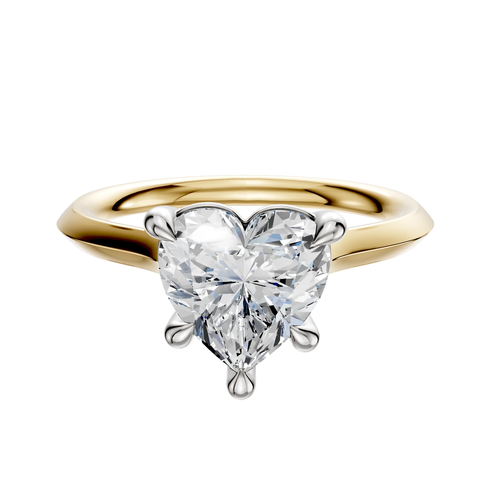 14K Two Tone 4 Prong Basket Cathedral Knife Edge 2.0mm Engagement Ring sold by Promise By Effy