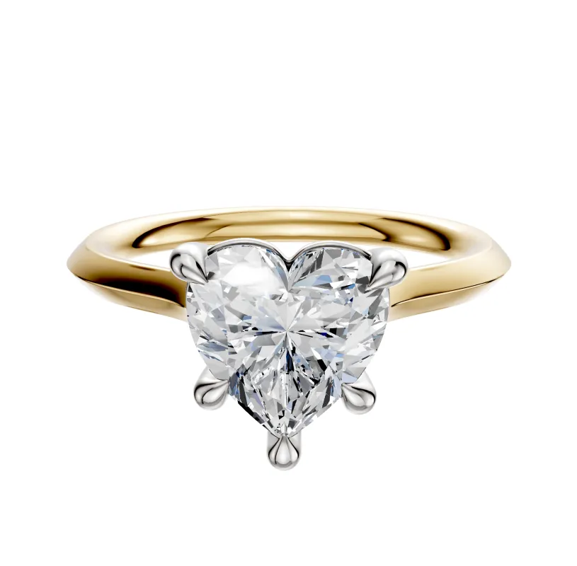 18K Two Tone 4 Prong Basket Cathedral Knife Edge 2.0mm Engagement Ring sold by Promise By Effy