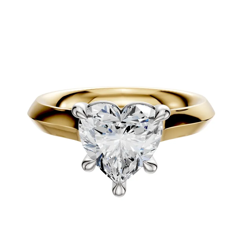 18K Two Tone 4 Prong Basket Cathedral Knife Edge 3.0mm Engagement Ring sold by Promise By Effy