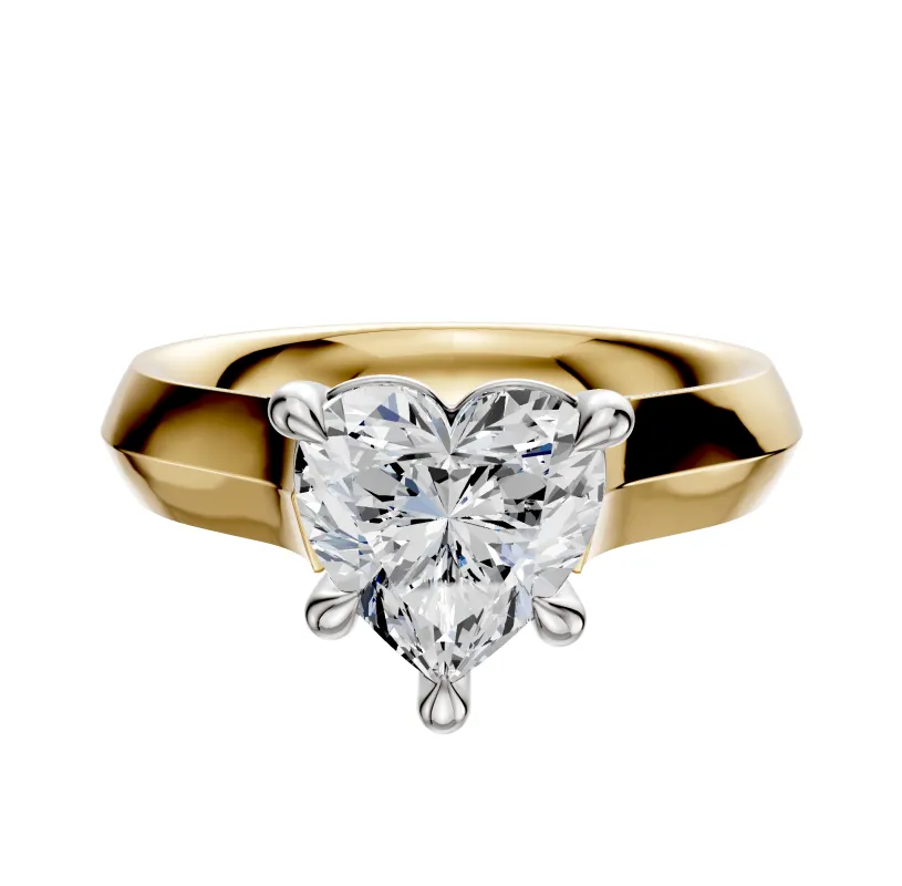14K Two Tone 4 Prong Basket Cathedral Knife Edge 4.0mm Engagement Ring sold by Promise By Effy