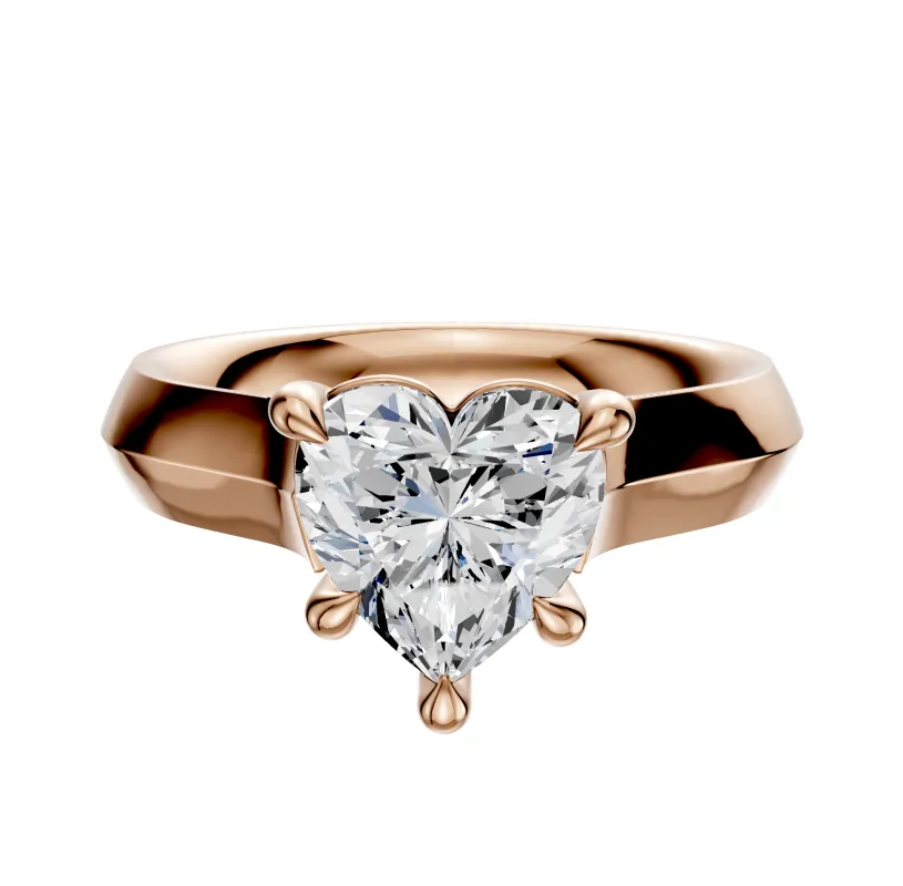 14K Rose Gold 4 Prong Basket Cathedral Knife Edge 4.0mm Engagement Ring sold by Promise By Effy