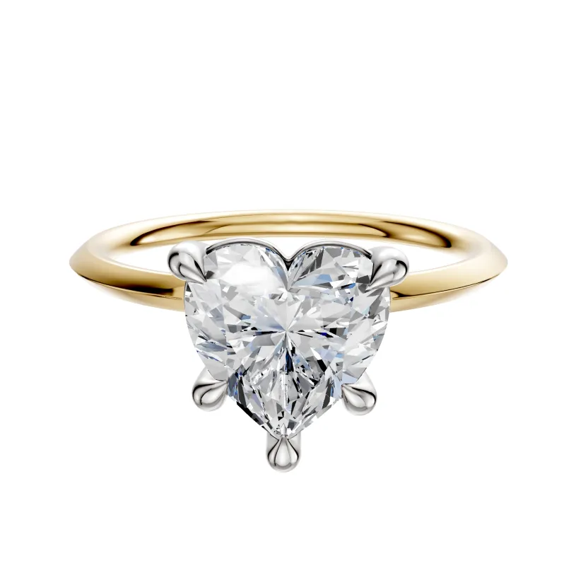 14K Two Tone 4 Prong Basket Classic Knife Edge 1.5mm Engagement Ring sold by Promise By Effy