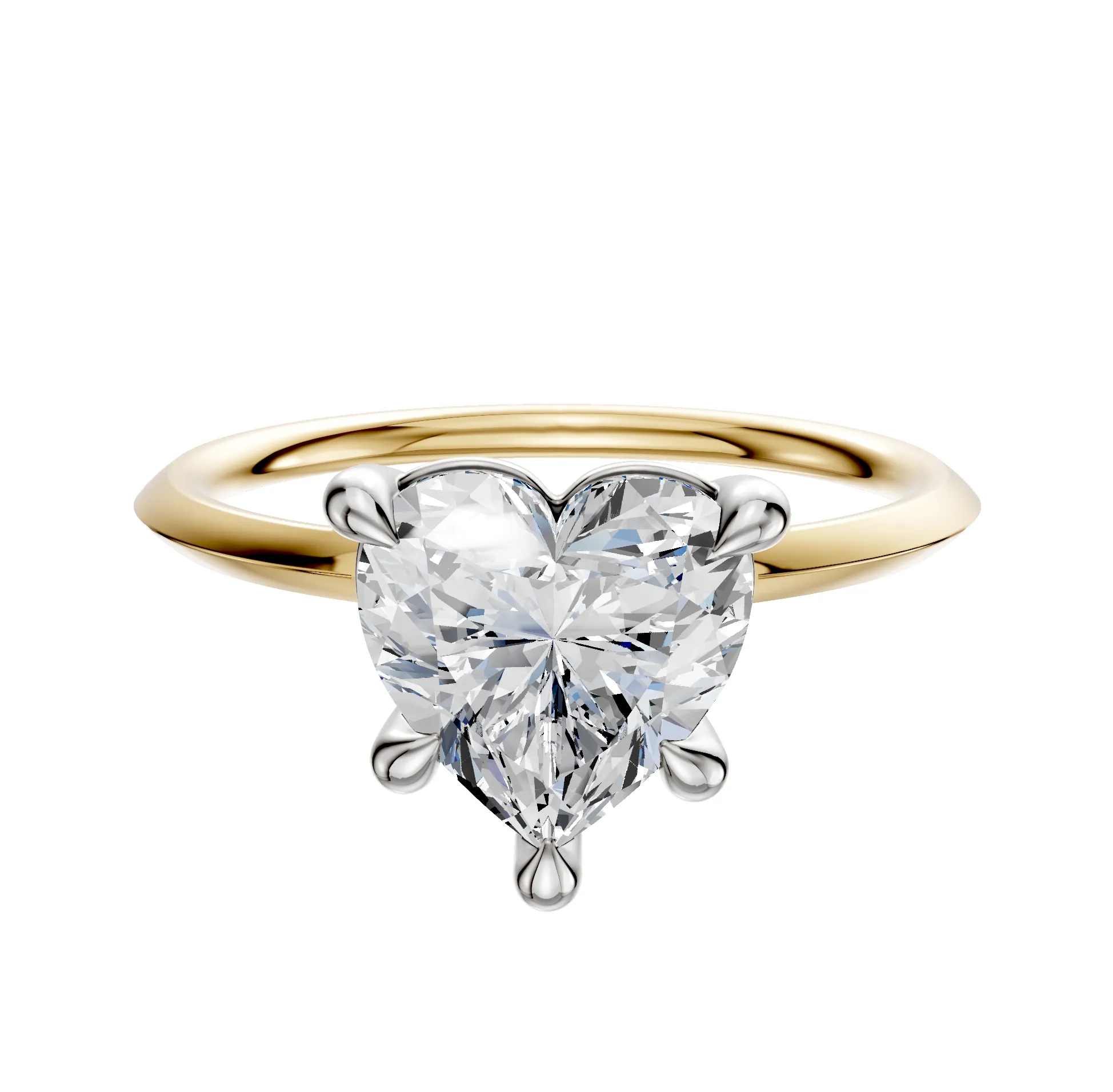 14K Two Tone 4 Prong Basket Classic Knife Edge 1.5mm Engagement Ring sold by Promise By Effy