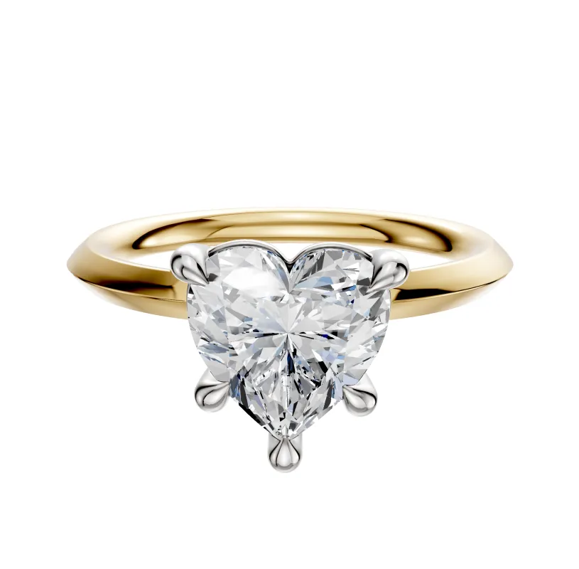 14K Two Tone 4 Prong Basket Classic Knife Edge 2.0mm Engagement Ring sold by Promise By Effy
