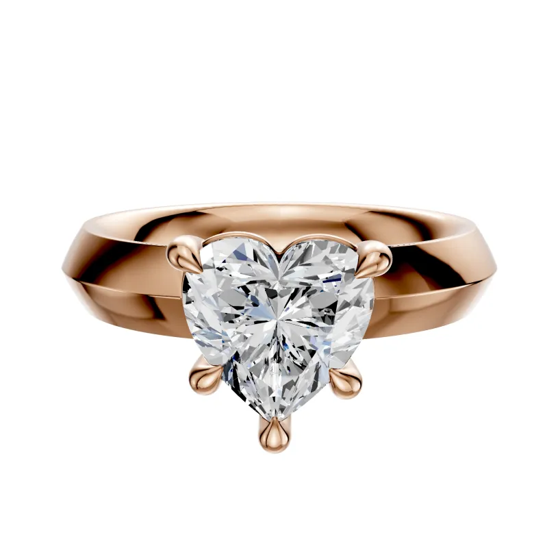 14K Rose Gold 4 Prong Basket Classic Knife Edge 4.0mm Engagement Ring sold by Promise By Effy
