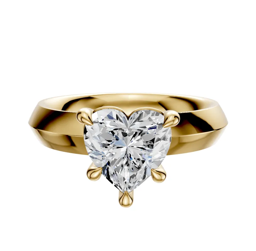 18K Yellow Gold 4 Prong Basket Classic Knife Edge 4.0mm Engagement Ring sold by Promise By Effy