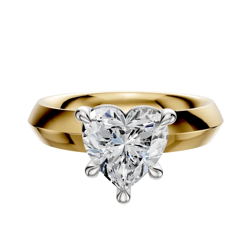 18K Two Tone 4 Prong Basket Classic Knife Edge 4.0mm Engagement Ring sold by Promise By Effy