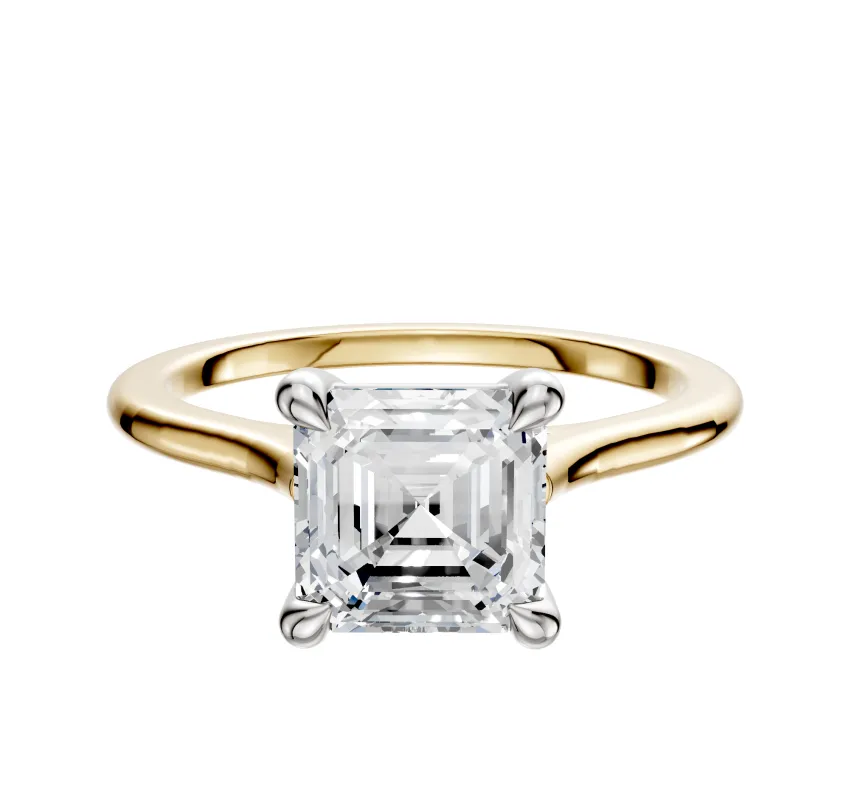 14K Two Tone 4 Prong Basket Cathedral Dome 1.5mm Engagement Ring sold by Promise By Effy