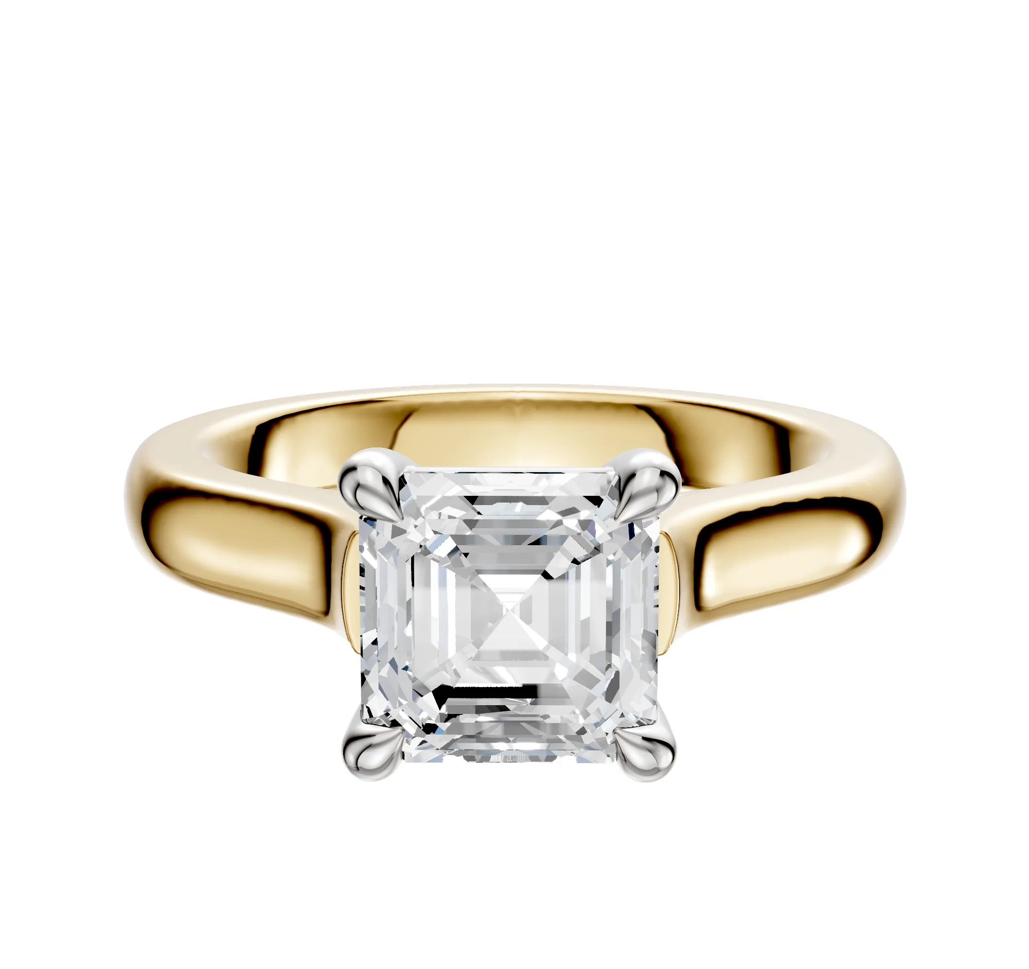 14K Two Tone 4 Prong Basket Cathedral Dome 3.0mm Engagement Ring sold by Promise By Effy