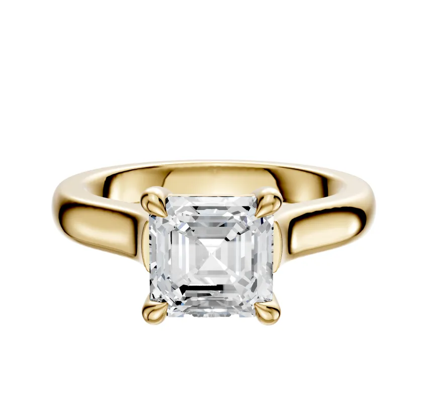 18K Yellow Gold 4 Prong Basket Cathedral Dome 3.0mm Engagement Ring sold by Promise By Effy