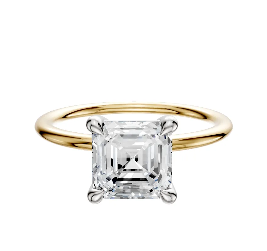 14K Two Tone 4 Prong Basket Classic Dome 1.5mm Engagement Ring sold by Promise By Effy