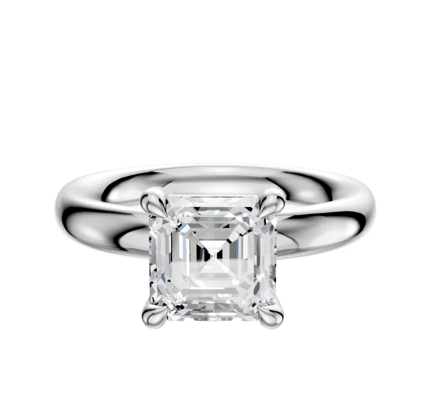 14K White Gold 4 Prong Basket Classic Dome 3.0mm Engagement Ring sold by Promise By Effy