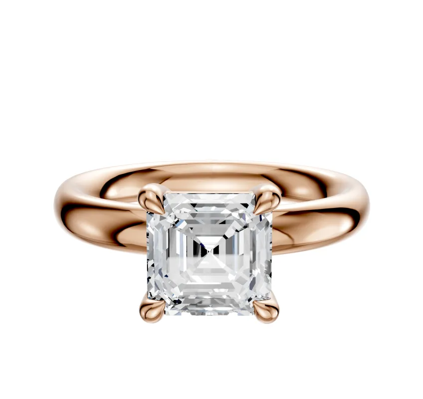 18K Rose Gold 4 Prong Basket Classic Dome 3.0mm Engagement Ring sold by Promise By Effy