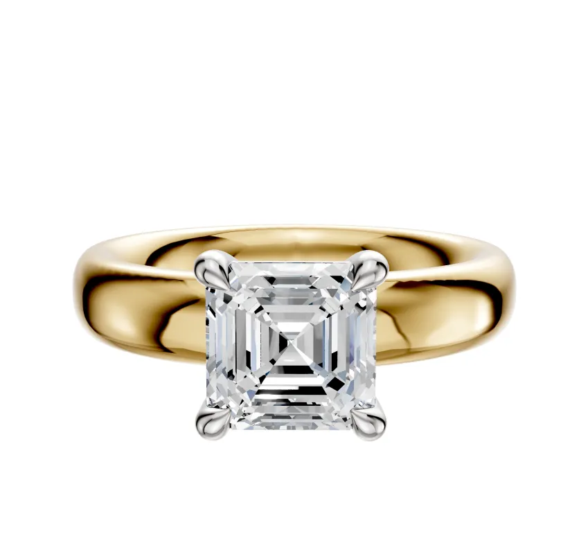 14K Two Tone 4 Prong Basket Classic Dome 4.0mm Engagement Ring sold by Promise By Effy