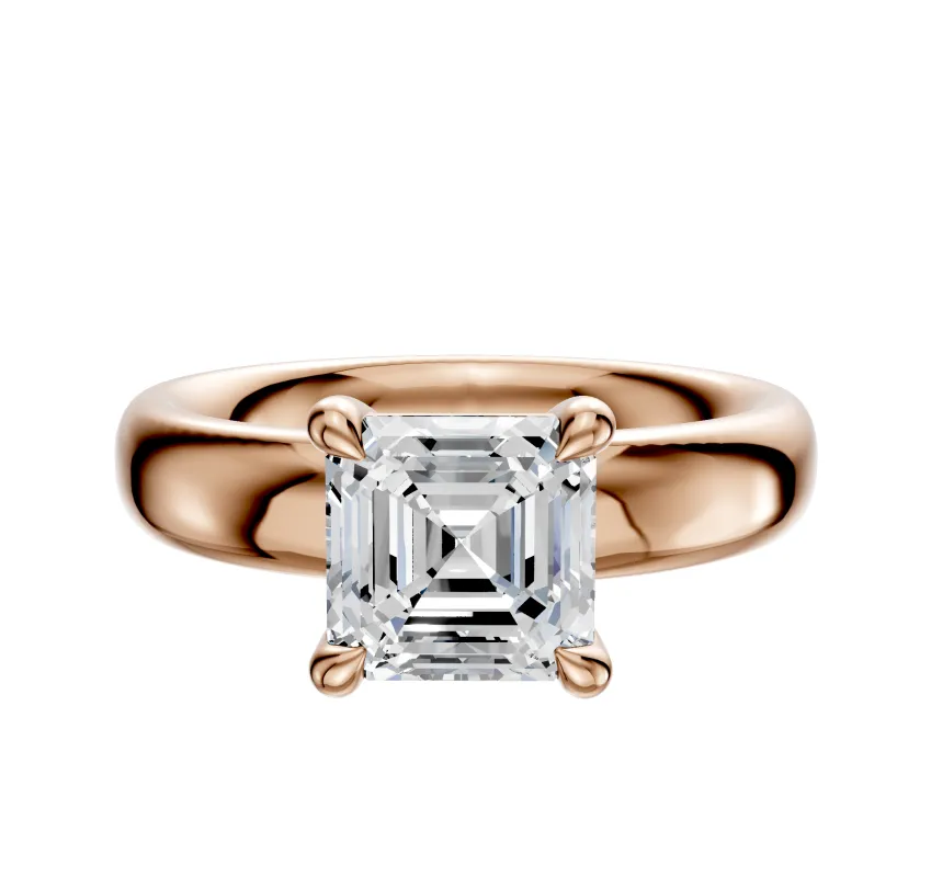 18K Rose Gold 4 Prong Basket Classic Dome 4.0mm Engagement Ring sold by Promise By Effy