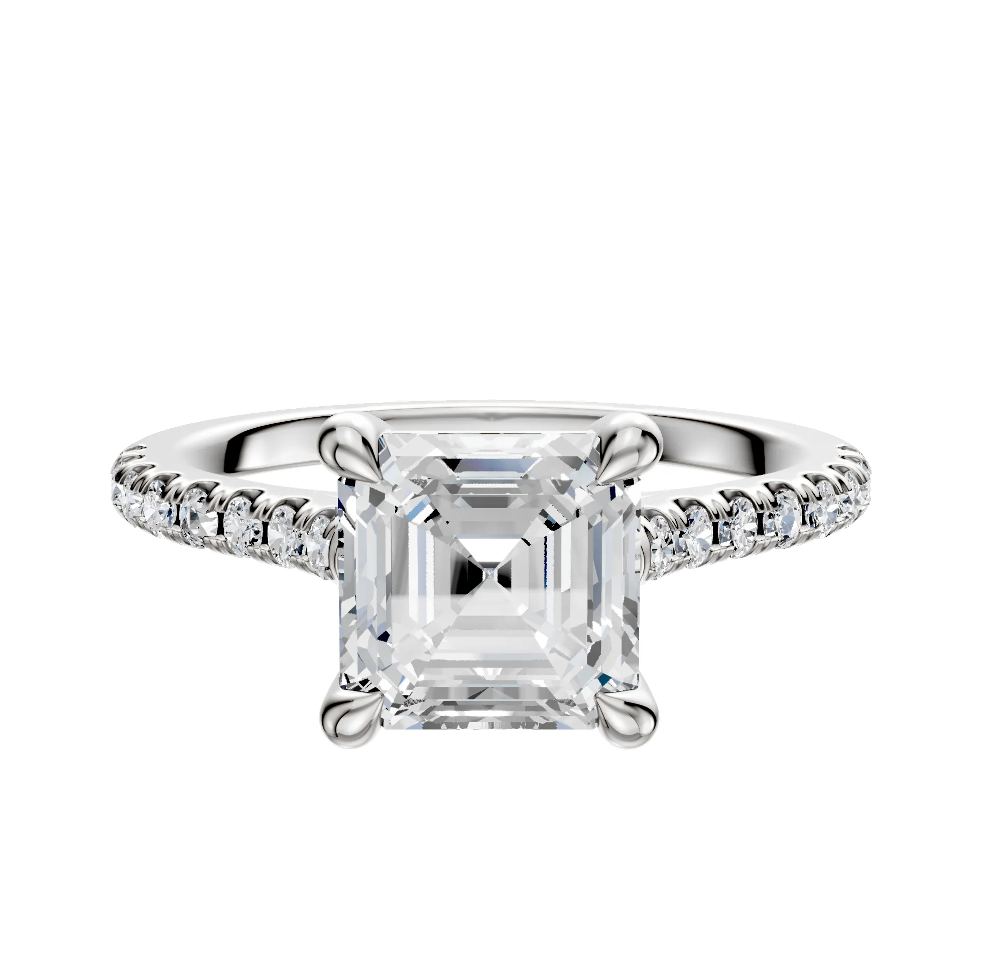 18K White Gold 4 Prong Basket Cathedral Dome 1-Row-Pave 2.5mm Engagement Ring sold by Promise By Effy