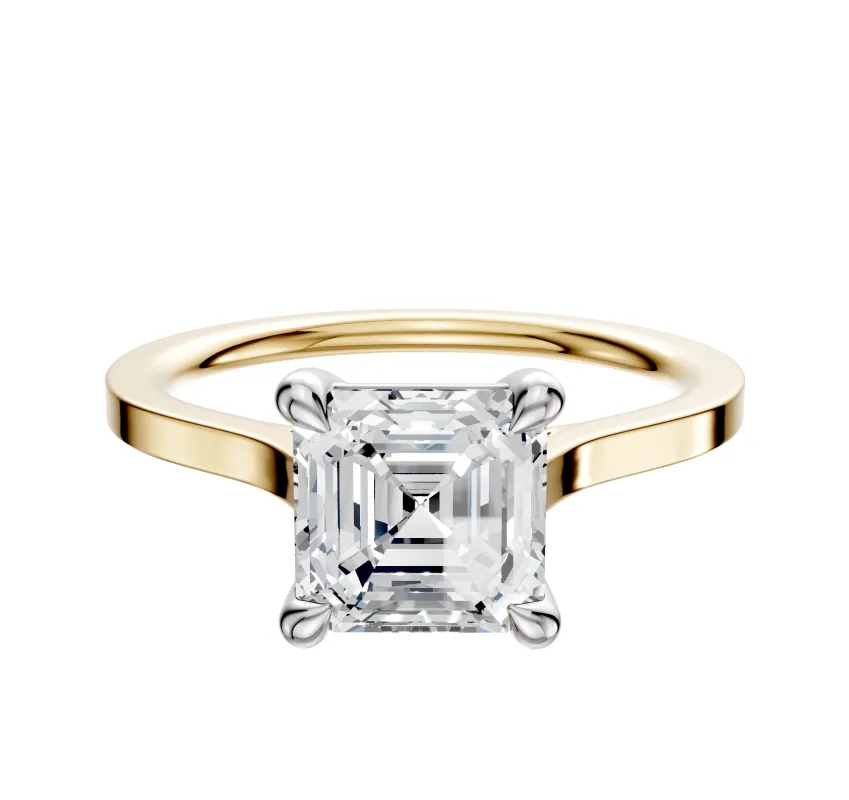 14K Two Tone 4 Prong Basket Cathedral Flat 1.5mm Engagement Ring sold by Promise By Effy