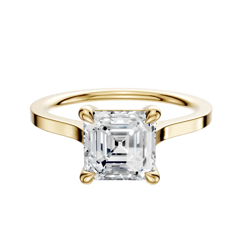 18K Yellow Gold 4 Prong Basket Cathedral Flat 1.5mm Engagement Ring sold by Promise By Effy