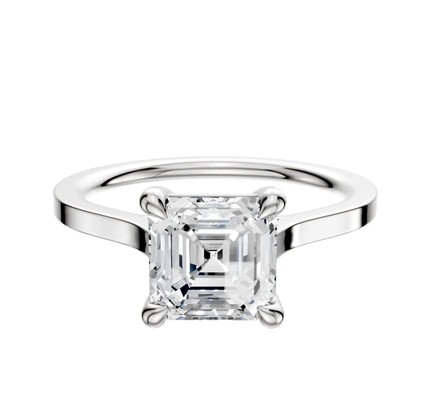 Platinum 4 Prong Basket Cathedral Flat 1.5mm Engagement Ring made by Promise By Effy
