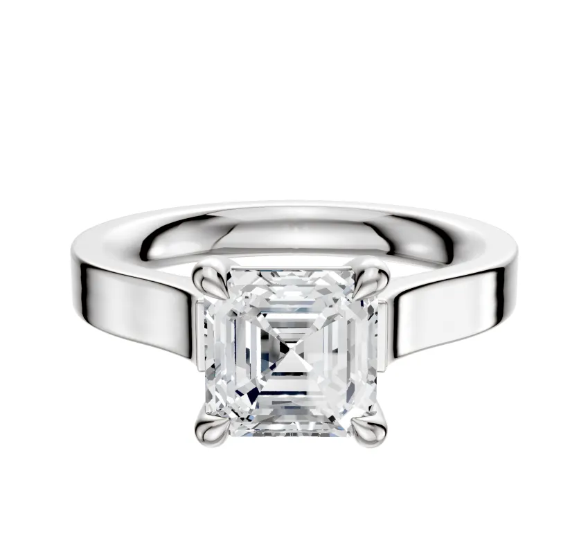 14K White Gold 4 Prong Basket Cathedral Flat 3.0mm Engagement Ring sold by Promise By Effy