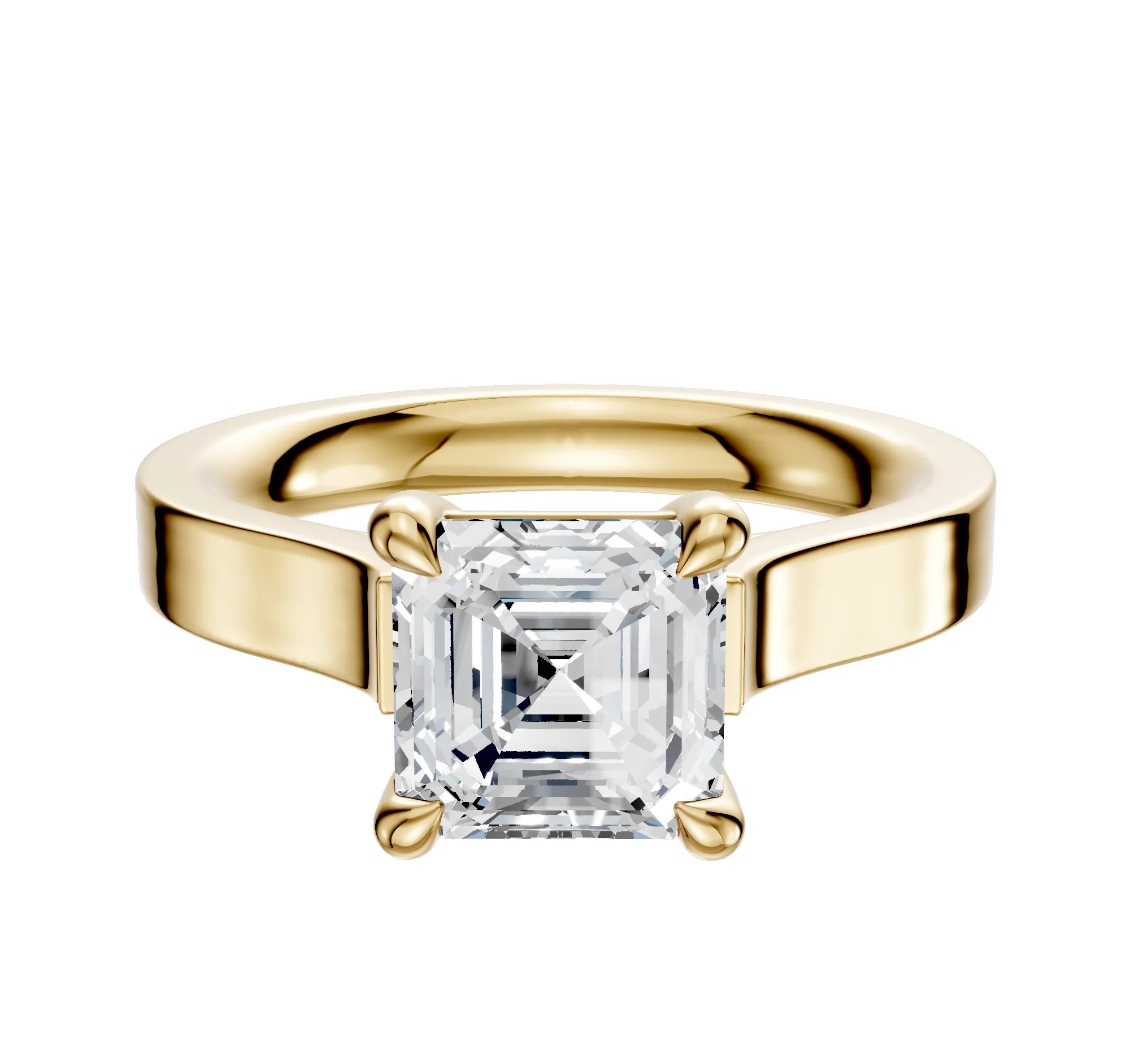 18K Yellow Gold 4 Prong Basket Cathedral Flat 3.0mm Engagement Ring sold by Promise By Effy