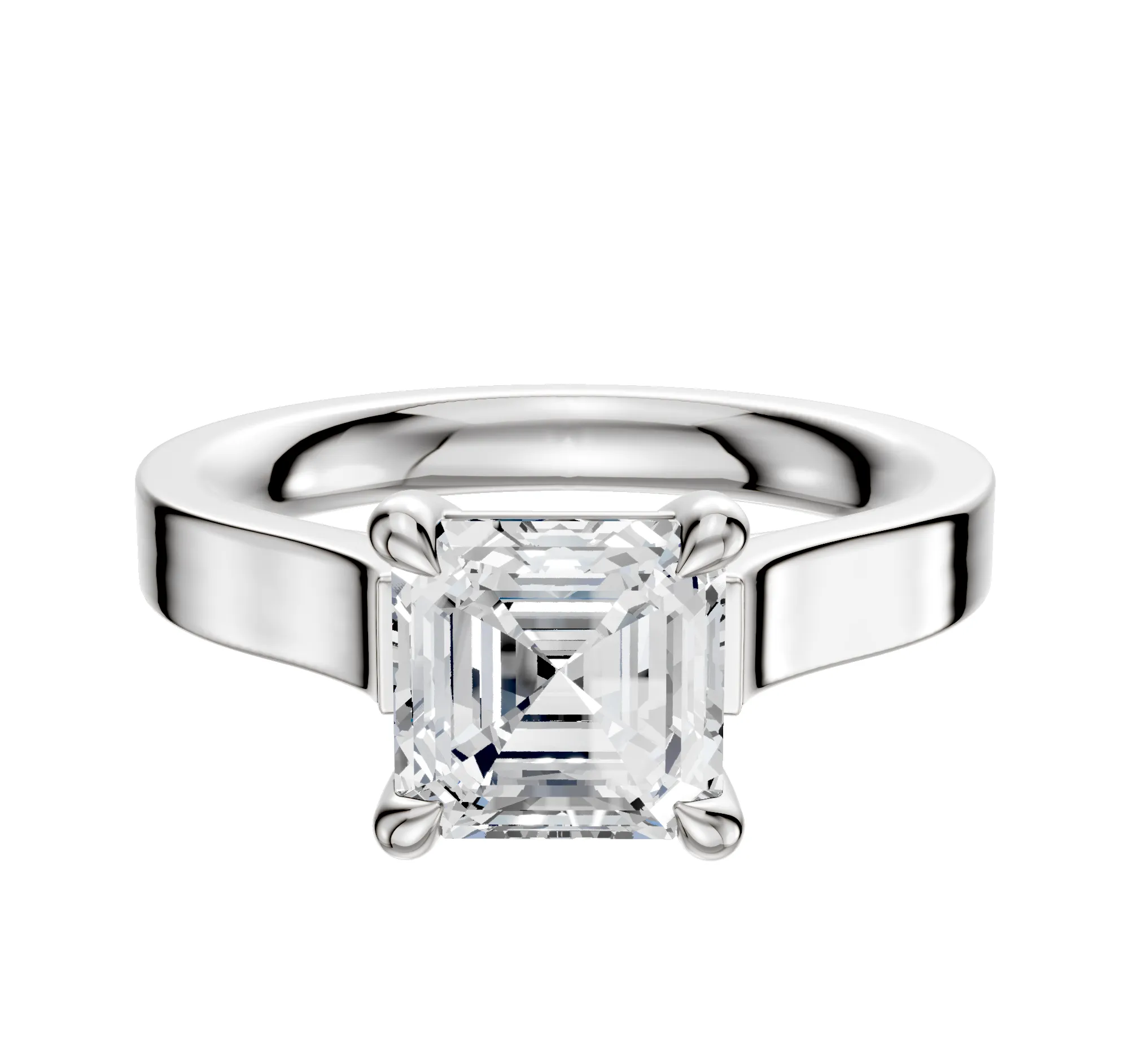 Platinum 4 Prong Basket Cathedral Flat 3.0mm Engagement Ring sold by Promise By Effy