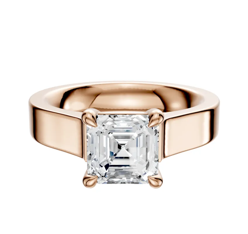 18K Rose Gold 4 Prong Basket Cathedral Flat 4.0mm Engagement Ring sold by Promise By Effy