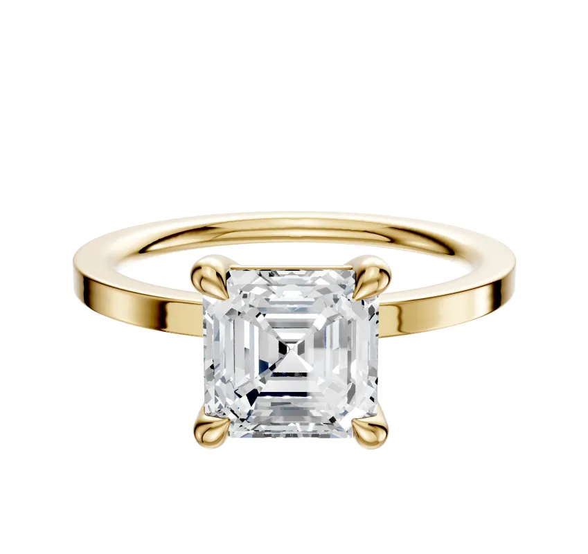 14K Yellow Gold 4 Prong Basket Classic Flat 1.5mm Engagement Ring sold by Promise By Effy