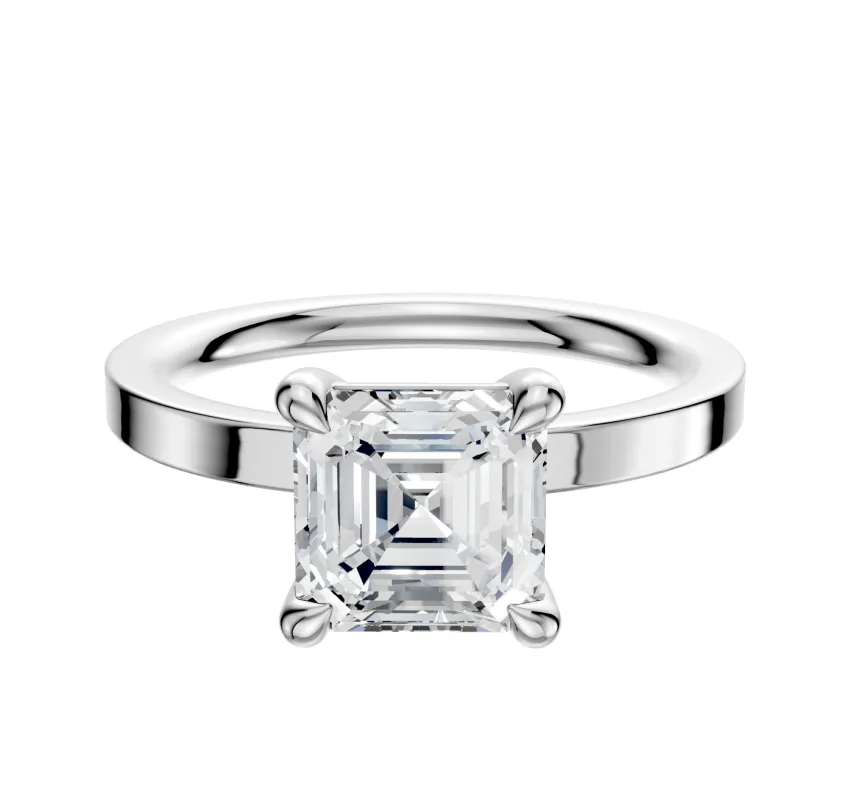 14K White Gold 4 Prong Basket Classic Flat 2.0mm Engagement Ring sold by Promise By Effy